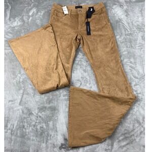 Express Camel Brown Bootcut Faux Suede Flare Pants